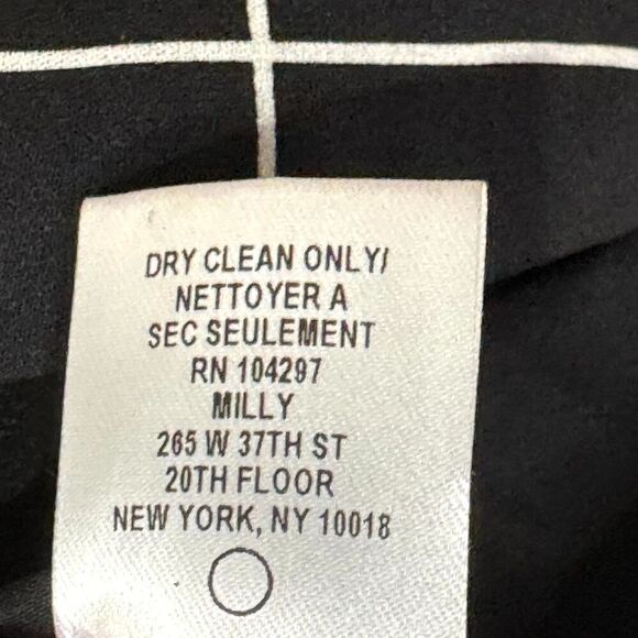 MILLY Top Size 4 Lauren Black White Check Print Silk Sleeveless Lined Tie Waist - Picture 9 of 9